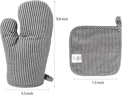 4Pcs Oven Mitts and Pot Holders, Heat Resistant Oven Mitts Set with Pothholder,Heat Resistant Microwave Gloves Safe for Baking,Cooking, BBQ - Image 3