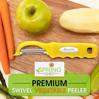 Spring Chef Premium Swivel Potato Peeler for Kitchen, Stainless Steel Fruit Peeler with Soft Grip Handle, Perfect for Vegetable, Apple, Carrot, Cucumber, Ginger - Dishwasher Safe - Yellow - Image 7