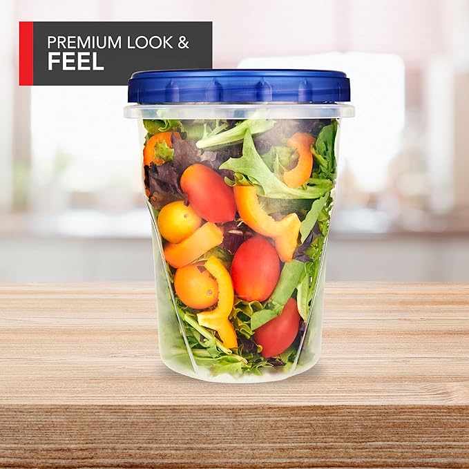 Stock Your Home 32oz Plastic Containers with Twist Top Lids (6 Pack), Quart Freezer Containers with Lids for Leftover Food, Airtight Reusable Soup Containers, Microwave and Dishwasher Safe - Image 3