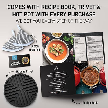Zulay Kitchen 6 Quart Enameled Cast Iron Dutch Oven Pot with Lid – Premium Durability & Oven Safe up to 500°F – Heavy Duty Cookware Perfect for Bread Baking, Stews, Braising & Roasting – Gray - Image 3