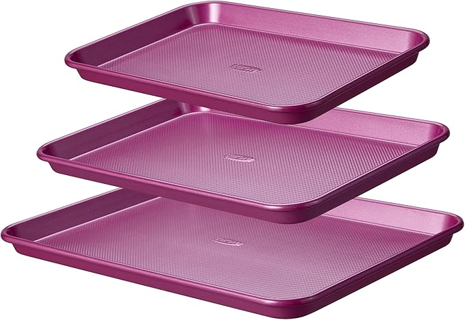 CAROTE 3-Piece Baking Pan Set - Bakeware Set, Baking Sheet Set Including 13 Inch 15 Inch 17 Inch Sheet Pan, Cookie Sheet for Baking, Royal Violet by CAROTE