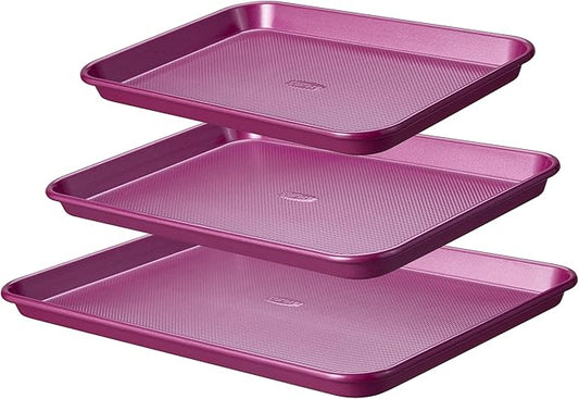 CAROTE 3-Piece Baking Pan Set - Bakeware Set, Baking Sheet Set Including 13 Inch 15 Inch 17 Inch Sheet Pan, Cookie Sheet for Baking, Royal Violet by CAROTE