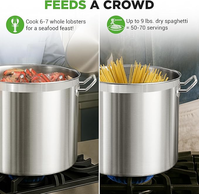 Nutrichef Stainless Steel Cookware Stockpot, 35 Quart Heavy Duty Induction Soup Pot With Stainless Steel Lid And Strong Riveted Handles, Even Heat Distribution, Compatible With Most Cooktops - Image 4