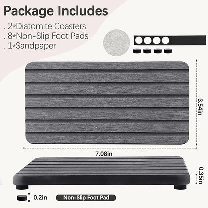 NiuYichee 2 PCS Water Absorbent diatomite Coasters, 7.1" x 3.5" Water Absorbing Stone Tray for Sink, Stone Drying mat for Kitchen Counter, Stone soap Tray Used for Hand Soaps & toiletries & Plants - Image 5