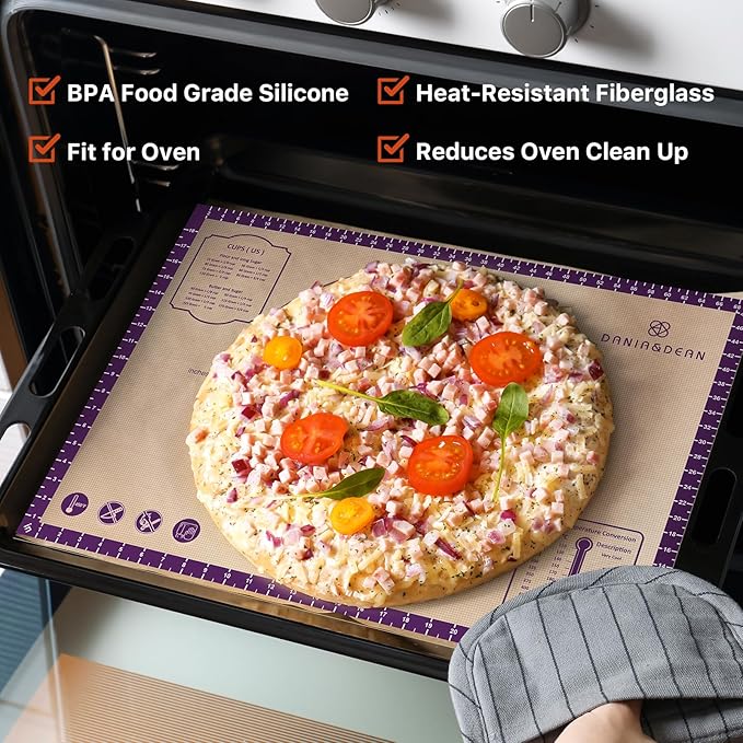 Baking Mat, 28" x 20" Silicone Food Grade Extra Large Non Stick Baking Sheet Mat with Measurement Non-slip Dough Rollin Counter Mat for Making Cookies, Macarons, Bread and Pastry - Image 3