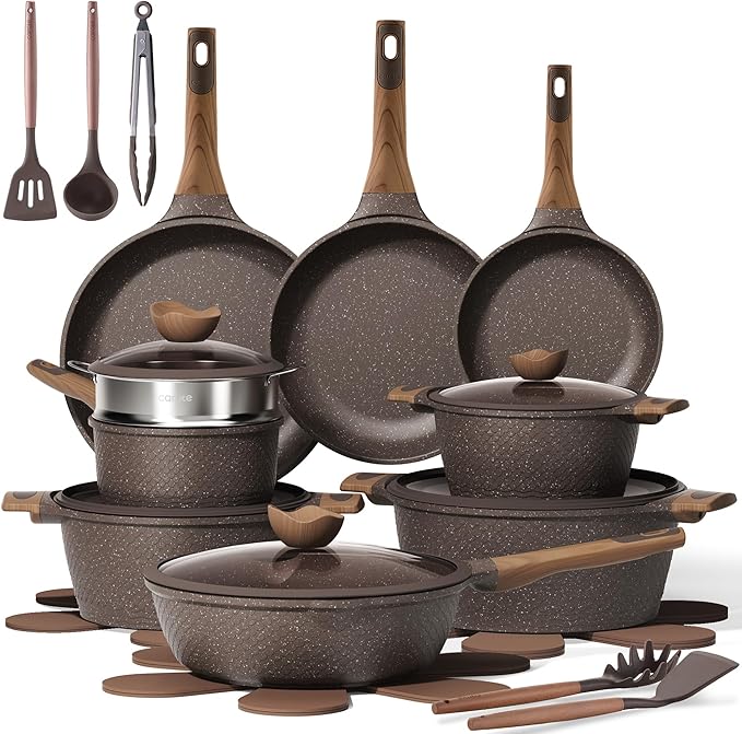 CAROTE 26PCS Pots and Pans Set Non Stick, Cookware Set Pots and Pans Induction Cook Ware, Nonstick Kitchen Cooking, PFOA Free by CAROTE