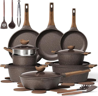 CAROTE 26PCS Pots and Pans Set Non Stick, Cookware Set Pots and Pans Induction Cook Ware, Nonstick Kitchen Cooking, PFOA Free by CAROTE
