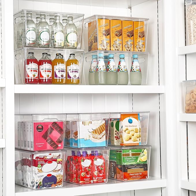 Vtopmart 10 Pack Clear Stackable Storage Bins with Lids,XLarge Plastic Containers with Handle for Pantry Organizer and Storage,Perfect for Kitchen,Fridge,Cabinet, Closet,Bathroom Organization - Image 4
