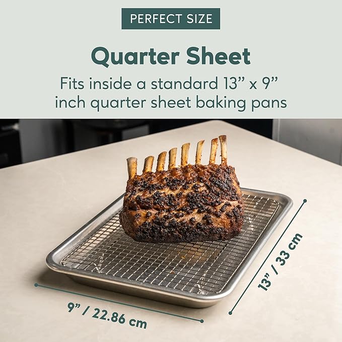 Ultra Cuisine Oven-Safe, Dishwasher-Safe 100% Stainless Steel Cooling & Baking Rack Set - Tight-Wire Bake for Oven Cooking - Heavy Duty - 8.5x12 - Set of 2 - Small Quarter Sheet Pan Cooling Racks - Image 3