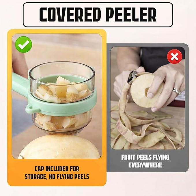 3-Pack Swivel Vegetable Peeler + Fruit Peeler with Container & Cleaning Brush, Ultra Sharp Stainless Steel Blades, Ergonomic Soft Grip Handle, Multi-Function Tool for Potato, Carrot, Apple, Cucumber