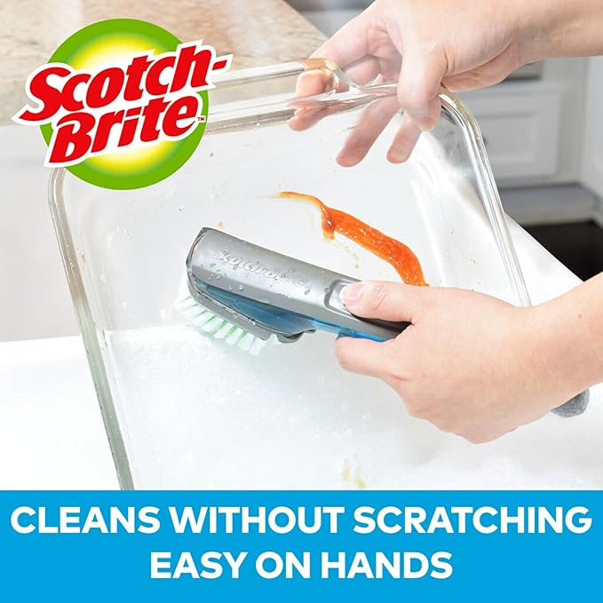 Scotch-Brite Odor Resist Soap Control Dishwand Brush, Non-Scratch Cleaning Brush with Scraper, Stands Upright (Pack of 4) - Image 5