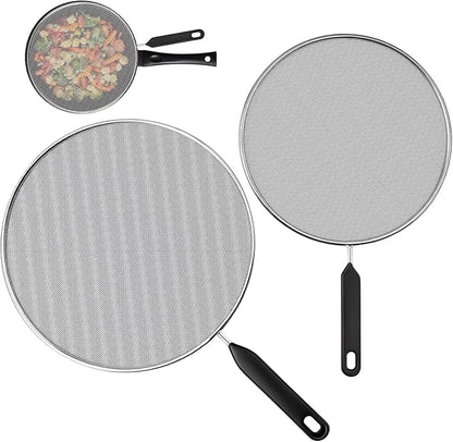 2-Pack Splatter Screen for Frying Pan - 8'' 10'' Stainless Steel Grease Splatter Guard - Cover Oil Splash when Sizzling Bacon - Fine Mesh Cover, Splatter Screen for Frying Pan, Cooking Pots - Image 7