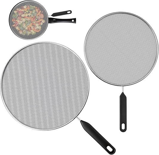 2-Pack Splatter Screen for Frying Pan - 8'' 10'' Stainless Steel Grease Splatter Guard - Cover Oil Splash when Sizzling Bacon - Fine Mesh Cover, Splatter Screen for Frying Pan, Cooking Pots by Unknown