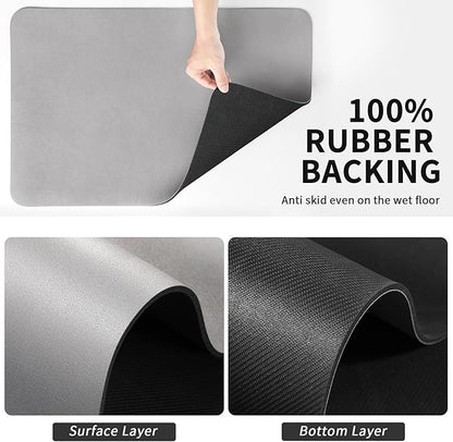 HotLive Dish Drying Mat for Kitchen Counter, Heat Resistant Drainer Mats with Non-slip Rubber Backed, Hide Stain Kitchen Super Absorbent Draining Mat, Easy to Clean Dish Rack Pad, Grey 16"x20" - Image 5