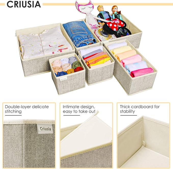 12 Pack Drawer Organizers for Clothing, Foldable Clothes Storage Box Closet Dresser Drawer Organizers Dividers, Bedroom Organization Fabric Bins for Baby Clothes Underwear Sock Bra Ties (Beige) - Image 4