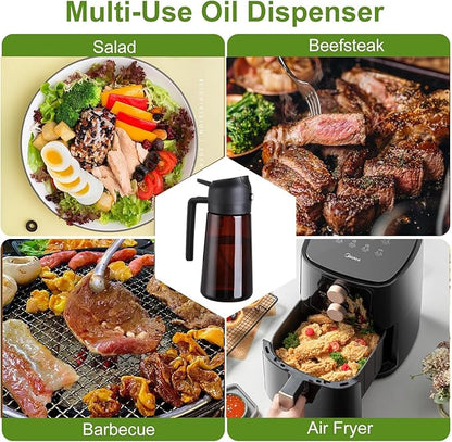 LAKUMIQI 2 in 1 Oil Sprayer for Cooking, 16oz Olive Oil Dispenser Bottle for Kitchen, Food Grade Light-Blocking Leak Proof Glass Spray Bottle for Salad, Air Fryer, BBQ - Image 6