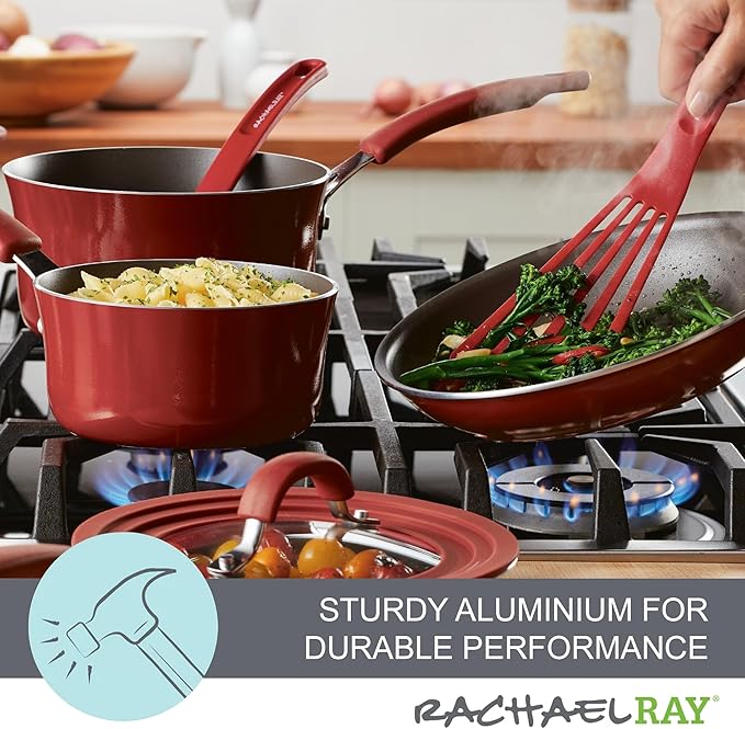 Rachael Ray 14753 11-Piece Nonstick Cookware Set - Red