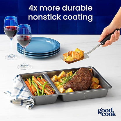 GoodCook Divided Baking Sheet Premium Carbon Steel Nonstick Pan, 9 x 13-Inch