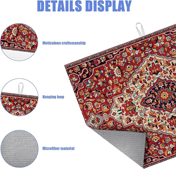 Boho Vintage Ethnic Dish Drying Mat for Kitchen Counter Persian Original Tribal Drying Pad Absorbent Dish Drainer Rack Mats Draining Pad - Image 3