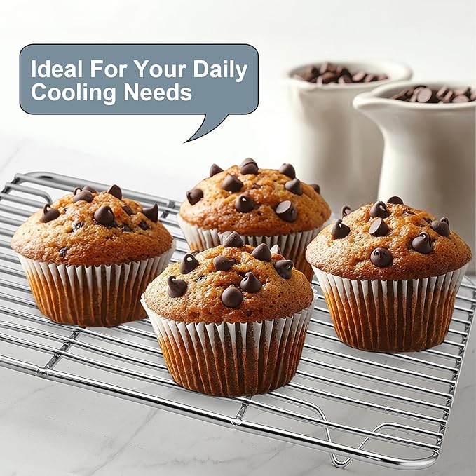 TeamFar Cooling Rack, 9.75” x 7.5” Stainless Steel Wire Baking Rack for Cooking Roasting Grilling, Fit for Oven Pan, Oven & Dishwasher Safe, Non-toxic & Heavy-Duty, 2PCS - Image 5