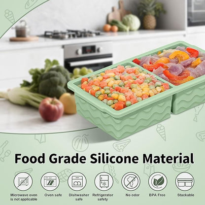 Doasuwish 3-Pack Silicone Freezer Trays with Lid,2 Large 2-Cup(500ml)&4 Medium 1-Cup(250ml)&6 Small 1/2-Cup(125ml) Soup Freezer Container Molds,Ice Cube Tray For Meal Prep&Freezing Soup,Stews,Sauces