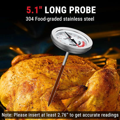 TempPro APT200 2 Pcs Meat Thermometer for Cooking with Extra-Large 2-Inch Dial, Analog Dial Food Cooking Thermometer for Poultry, Pork, Beef Candy Making Accessory (Previously ThermoPro) - Image 4