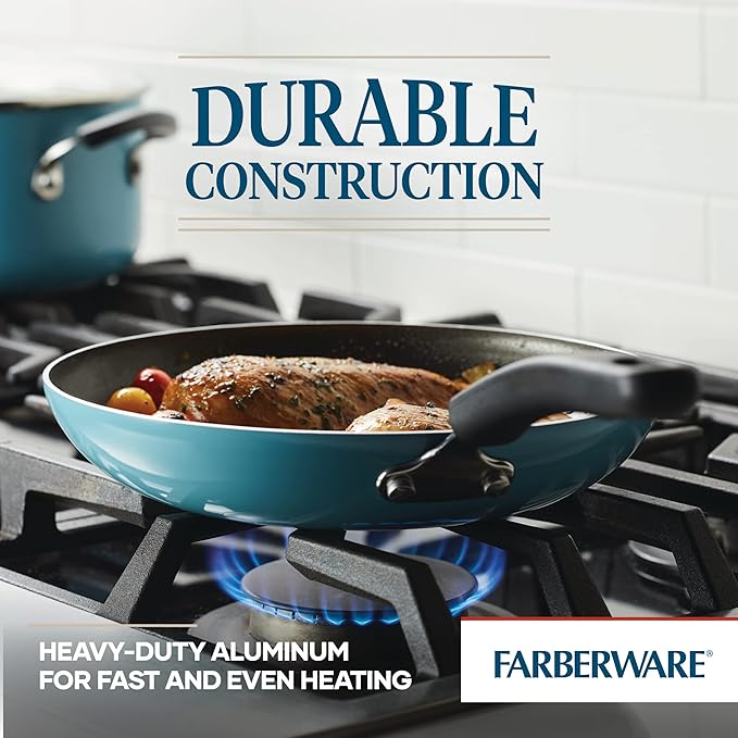 Farberware Cookstart DiamondMax Nonstick Frying Pans/Skillet Set, Dishwasher Safe, 8.25 Inch and 10 Inch, Aqua - Image 4