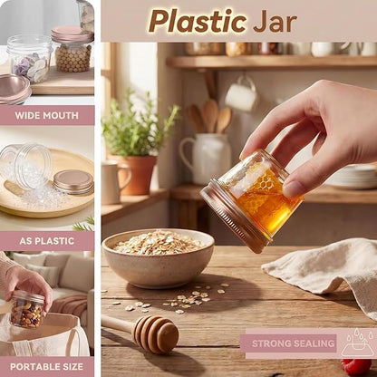 novelinks 4 oz Small Plastic Jars with Lids, 40 Pack Mini Plastic Mason Jars with Lids 4oz, Craft Storage Containers & Canning Jars & Small Spice Jars for Kitchen Organization (40 Pack,Rose Gold) - Image 5