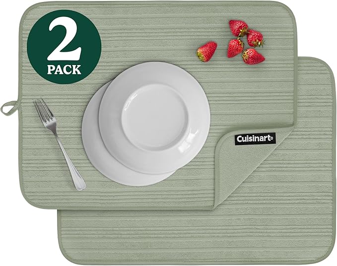 Cuisinart Dish Drying Mats for Kitchen Counter - (2) 18" x 24" Ultra Absorbent Dish Drying Mat XL - Foldable, Machine Washable, Fast Drying Dish Mat by BestBrands