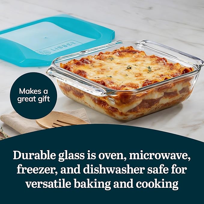 Libbey Baker’s Premium 2 Piece Glass Baking Dish Set, Stackable Casserole Dish with Lid Set, Baking Glassware for Casseroles, Lasagna, Brownies - Image 5