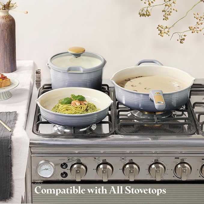 CAROTE 17Pcs Titanium Cookware Set, Pots and Pans Set Non Stick, Kitchen Cooking Set with Detachable Handle, Non Toxic Induction Cookware, Dishwasher/Oven Safe - Image 6