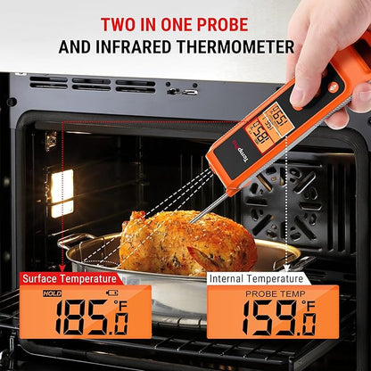 TempPro TP420 2-in-1 Instant Read Thermometer for Cooking, Infrared Thermometer with Meat Probe, Non-Contact Laser Meat Thermometer for Griddle Grill Pizza Oven HVAC Pool (Previously ThermoPro) - Image 2