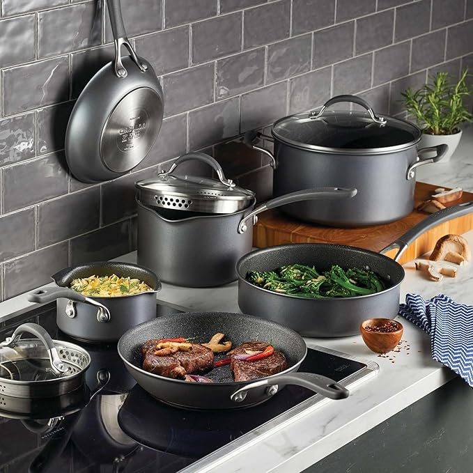 Circulon A1 Series with ScratchDefense Nonstick Induction Pots and Pans Cookware Set, Induction Cookware, Kitchen Essentials, 9-Piece, Graphite - Image 2
