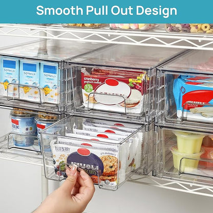 Vtopmart 4 Pack Stackable Storage Drawers,Clear Acrylic Drawer Organizers with Handles, Easily Assemble for Fridge, Bathroom,Kitchen Undersink,Cabinet,Pantry Organization and Storage - Image 7