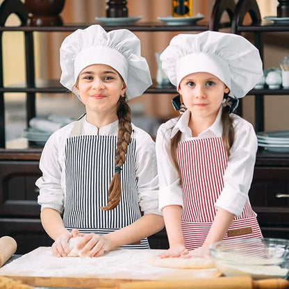 2 Pack Stripes Kids Apron, Kids Cooking Aprons with 2 Pockets, Cute Aprons for Cooking for Boys and Girls