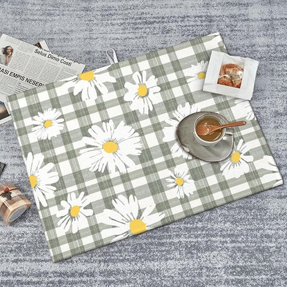 Daisy Dish Drying Mat For Kitchen Counter Absorbent Large Kitchen Fast Dry Pad Reusable Washable Protector Rack Large Mat 18 X 24
