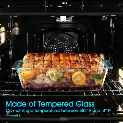 NUTRIUPS 5.7QT Rectangular Deep Glass Baking Dish, Large Glass Baking Pan for Oven, Clear Bakeware Deep Casserole Dish