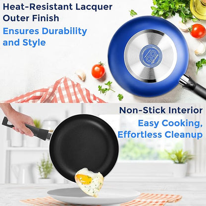 SereneLife 20-Piece Blue Cookware Set with Knives - Includes Multi-Sized Pots and Pans Set Non stick with Lids and Utensils, Heat Resistant, Dishwasher Safe - Image 4