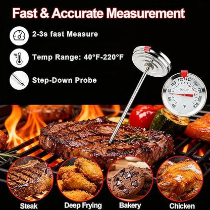 Instant Read Meat Thermometer 2'' Cooking Thermometer Kitchen Thermometer for Cooking for Liquid, Steak, Turkey Temp Checking