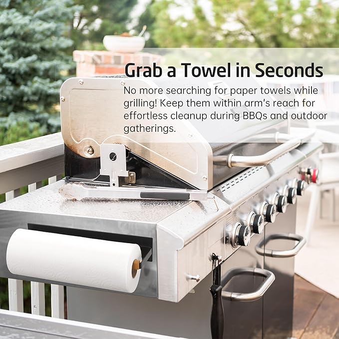 KES Magnetic Paper Towel Holder, Black Paper Towel Holder for Refrigerator, Wood & Metal Paper Towel Roll Holder for Grill, KPH502MA-BK