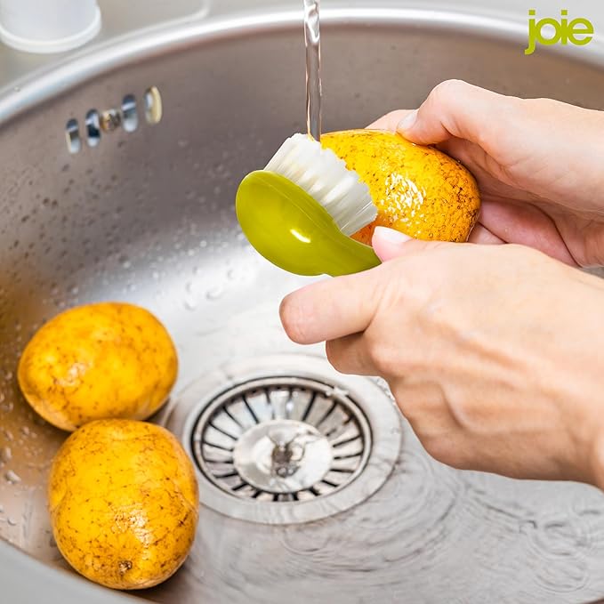 Joie Potato Scrub Brush, Ergonomic Easy Grip Handle, Ideal for Cleaning Vegetables and Fruits, Small and Compact, Handy Kitchen Gadget, BPA-Free, Dishwasher Safe, Green - Image 4