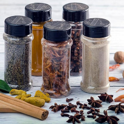 TUZAZO 24 Pcs Spice Bottles Plastic Seasoning Containers, 3 Oz Clear Plastic Spice Jars with Shaker Lids Empty for Spice & Herbs, Powders, Glitters, BPA Free | Heavy Duty | Wide Mouth | Dual Flaps - Image 4