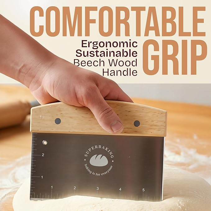 Superbaking Dough Scraper - 6" Bench Scraper - Dough Cutter with Ruler - Pastry & Cake Scraper - Kitchen Tools Sourdough Baking Supplies - Bread Making Tools & Accessories for Home Bakers - Image 4