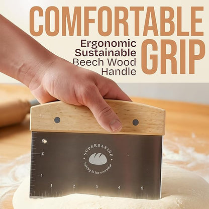 Superbaking Dough Scraper - 6" Bench Scraper - Dough Cutter with Ruler - Pastry & Cake Scraper - Kitchen Tools Sourdough Baking Supplies - Bread Making Tools & Accessories for Home Bakers - Image 4