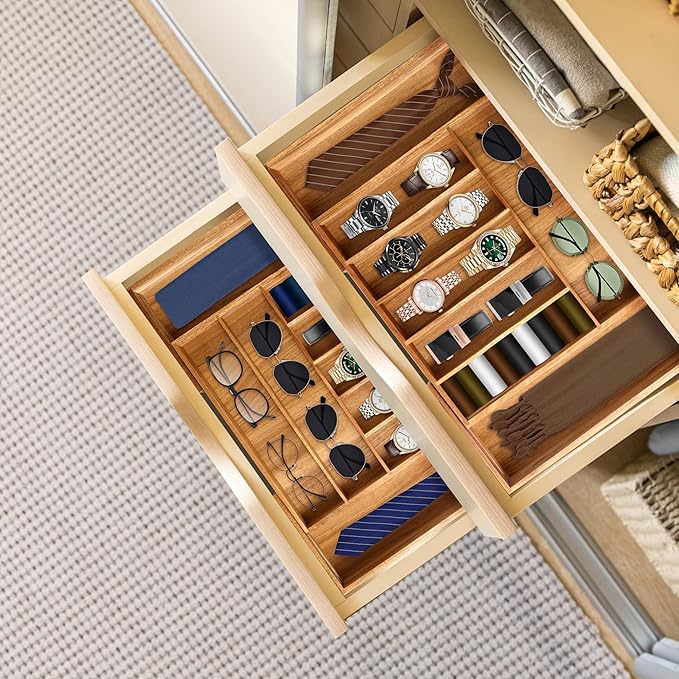 Large Premium Acacia Silverware Organizer - Expandable Drawer Organizer & Utensil Organizer - 17"x19.7" Cutlery Tray with Dividers for Kitchen Utensils and Flatware (7-9 Slots) Acacia - Image 7
