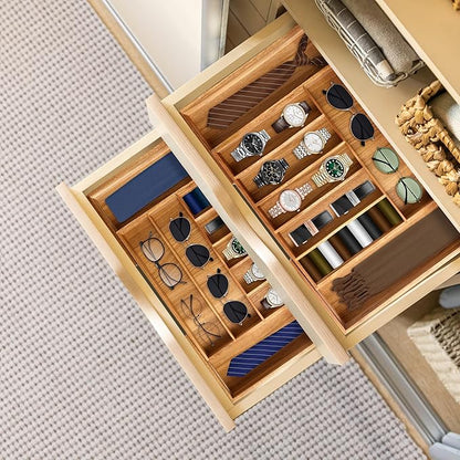 Large Premium Acacia Silverware Organizer - Expandable Drawer Organizer & Utensil Organizer - 17"x19.7" Cutlery Tray with Dividers for Kitchen Utensils and Flatware (7-9 Slots) Acacia - Image 7