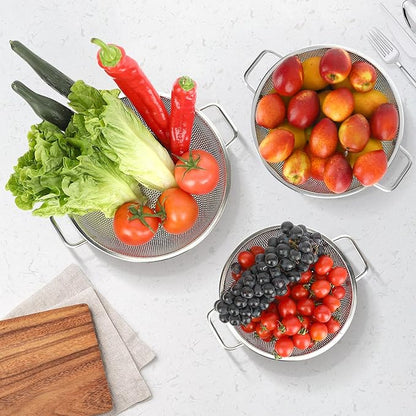 Colander for Kitchen, 3QT, Stainless Steel Colander Strainer with Handle for Fruits Vegetables Cooking Food, Dishwasher Safe - Image 5