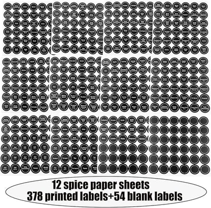 Spice Labels, 432Pcs Spice Labels Stickers 1.4in Waterproof Adhesive Round Preprinted Spice with Blank Label Black Tear Resistant Sticker for Kitchen Jars Caps Food Containers Spice Organizers - Image 4