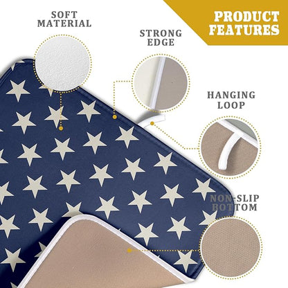 Patriotic July of 4th Blue Star Dish Drying Mat for Kitchen Counter 16x18 Memorial Independence Day Absorbent Reversible Microfiber Drying Mats Kitchen Countertop Protector Dishes Drainer Pad - Image 4
