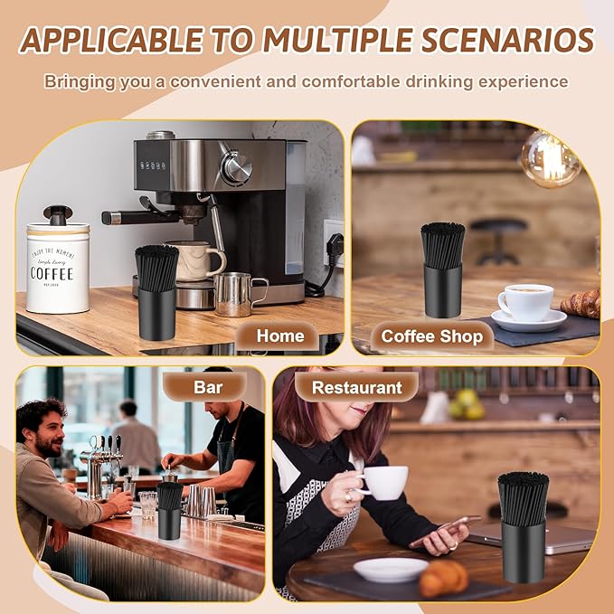 200 Pcs Black Coffee Stirrer Sticks and Holder Set 7 Inch Plastic Coffee Stir Straws with Holder Cocktail Drink Stirrers Mixing Milk Cocktail Drinks Supplies for Coffee Bar Home Party - Image 7
